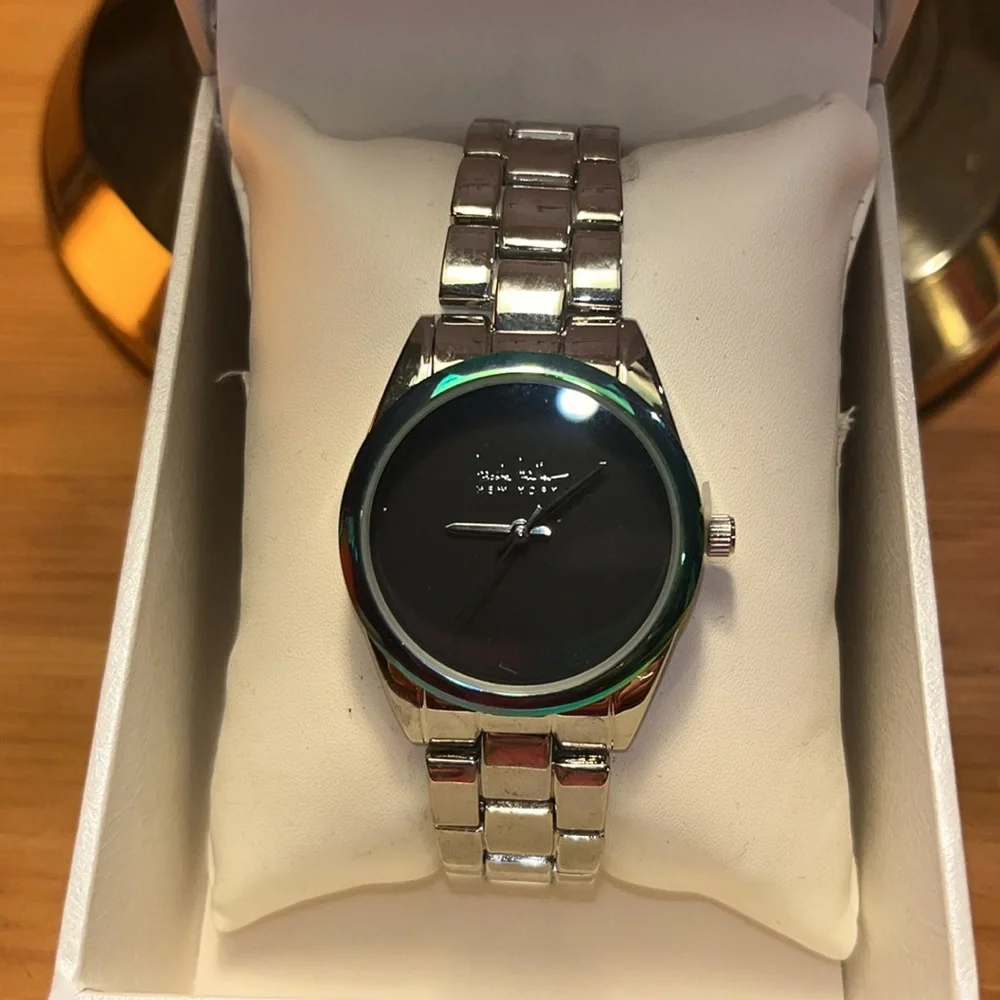 Nicole Miller New York Silver Watch | Minimalist Round Dial | Polished NWT